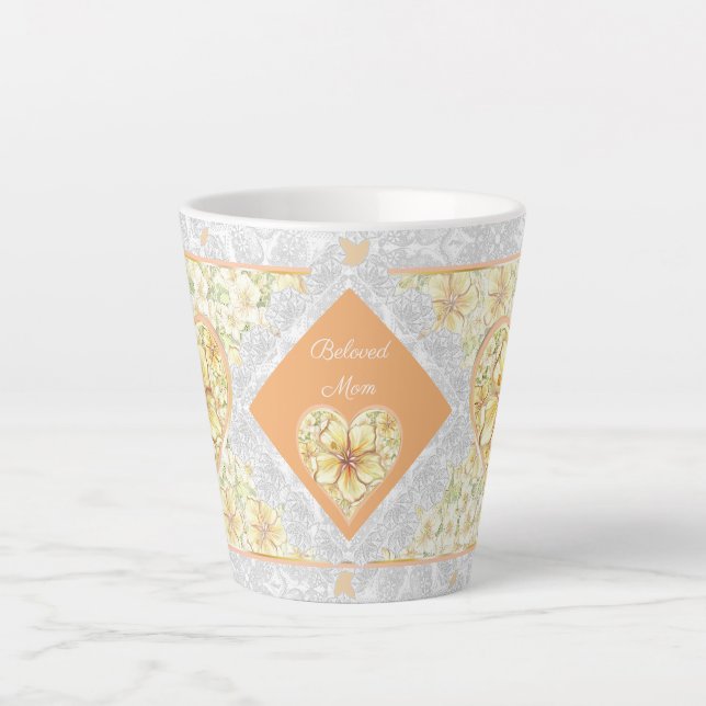 Taza De Café Latte Hibiscus & lace YELLOW (Anverso)