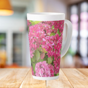 Taza De Café Latte Hidrangea rosa Blooms Floral