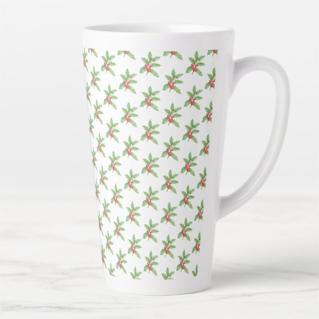 Taza De Café Latte Hiedra bayas Navidad (Derecha)