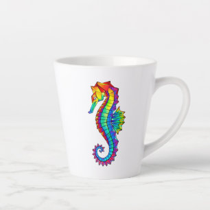 Taza De Café Latte Hipoahoría marino poligonal arcoiris