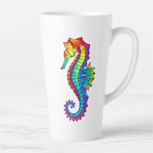 Taza De Café Latte Hipoahoría marino poligonal arcoiris
