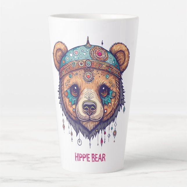 Taza De Café Latte Hippie Bear I (Anverso)