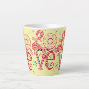 Taza De Café Latte Hippie Groovy Love Rótulo Thunder_Cove