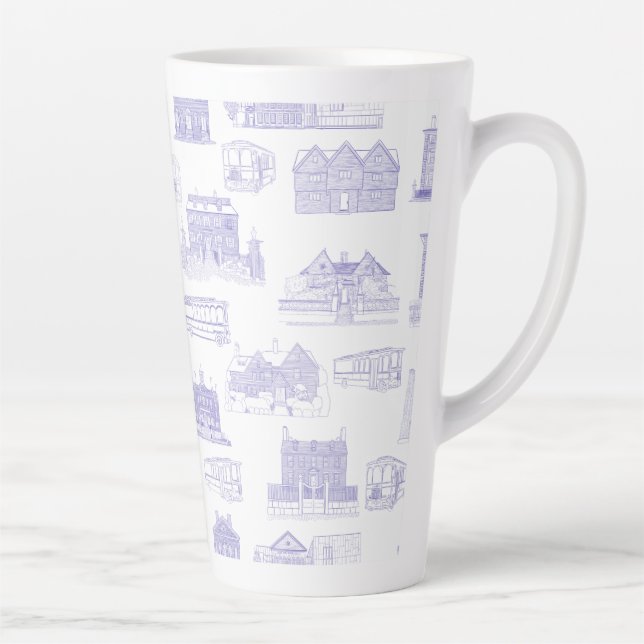 Taza De Café Latte Histórico Salem Toile Latte Mug (Derecha)