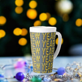 Taza De Café Latte HNY Yellow Gld Latte Mug