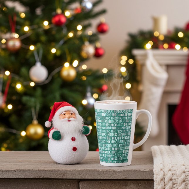 Taza De Café Latte ¡HO de los Navidades de Santa María! ¡Oh! ¡HO! en  (Elegant, modern Christmas mugs)