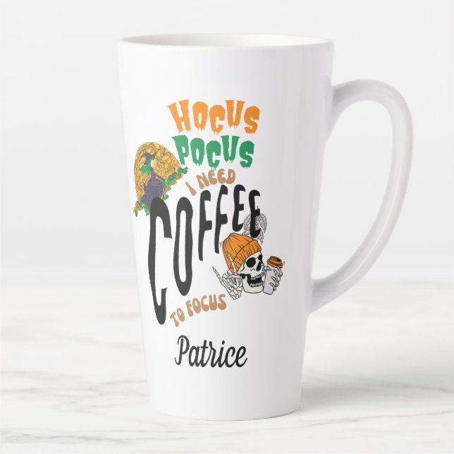 TAZA DE CAFÉ LATTE HOCUS POCUS COFFEE TIME HALLOWEEN SKELETON WITCH (Derecha)