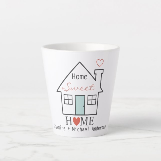 Taza De Café Latte Hogar dulce Hogar personalizado (Anverso)