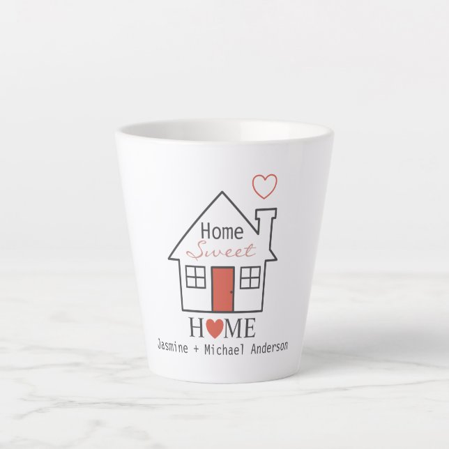 Taza De Café Latte Hogar dulce personalizado (Anverso)