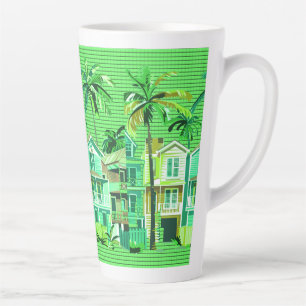 Taza De Café Latte Hogares de playa verdes tropicales