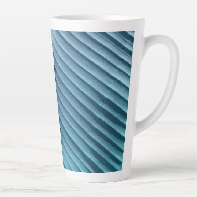 Taza De Café Latte Hoja Azul Diagonal (Derecha)