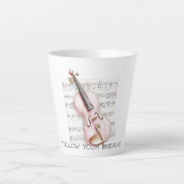 Taza De Café Latte Hoja de música de violín rosa