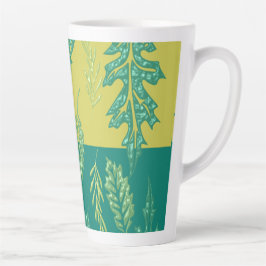 Taza De Café Latte Hoja Verde y Amarilla