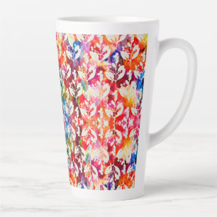 Taza De Café Latte Hojas botánicas abstractas