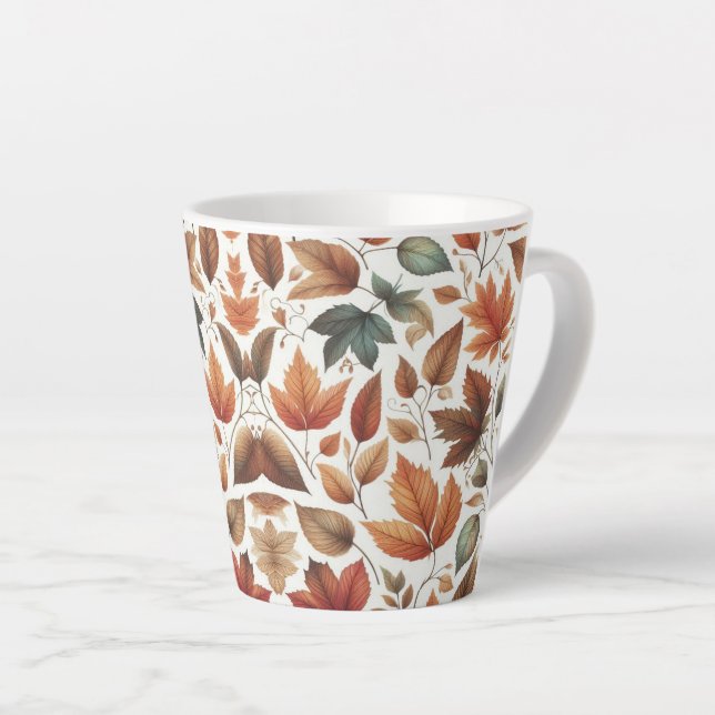 Taza De Café Latte Hojas caídas (Ángulo derecho)