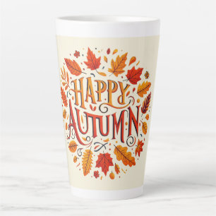 Taza De Café Latte hojas clásicas y otoño feliz