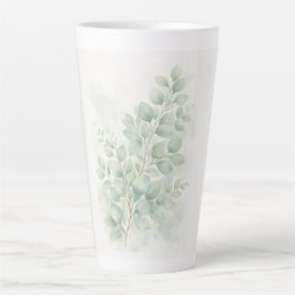 Taza De Café Latte Hojas de Acuarela Botánica Verde Pastel
