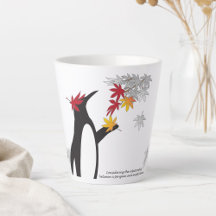 Hojas de arce de otoño y pingüino divertido