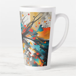 Taza De Café Latte Hojas de formas abstractas brillantes