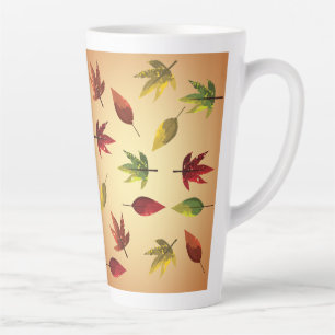 Taza De Café Latte Hojas de otoño pictóricas