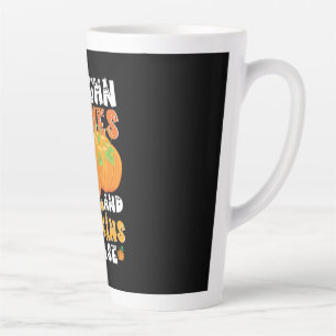 Taza De Café Latte Hojas De Otoño Y Calabazas Por Favor Cumpleaños