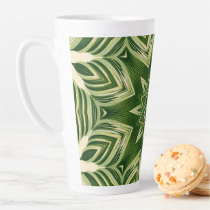 Taza De Café Latte hojas de palma tropicales botánicas abstractas de