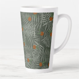 Taza De Café Latte Hojas de palma y Naranjas