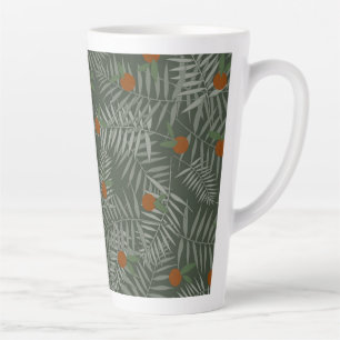 Taza De Café Latte Hojas de palma y Naranjas