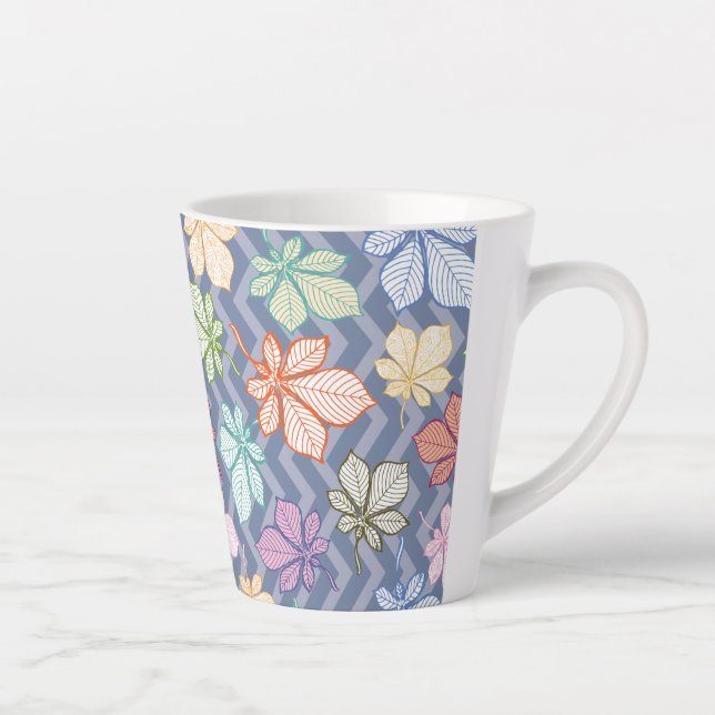 Taza De Café Latte Hojas Estilizadas (Derecha)