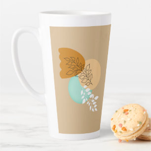 TAZA DE CAFÉ LATTE HOJAS MINIMALISTAS DE BOHO
