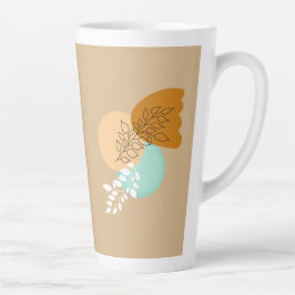 TAZA DE CAFÉ LATTE HOJAS MINIMALISTAS DE BOHO