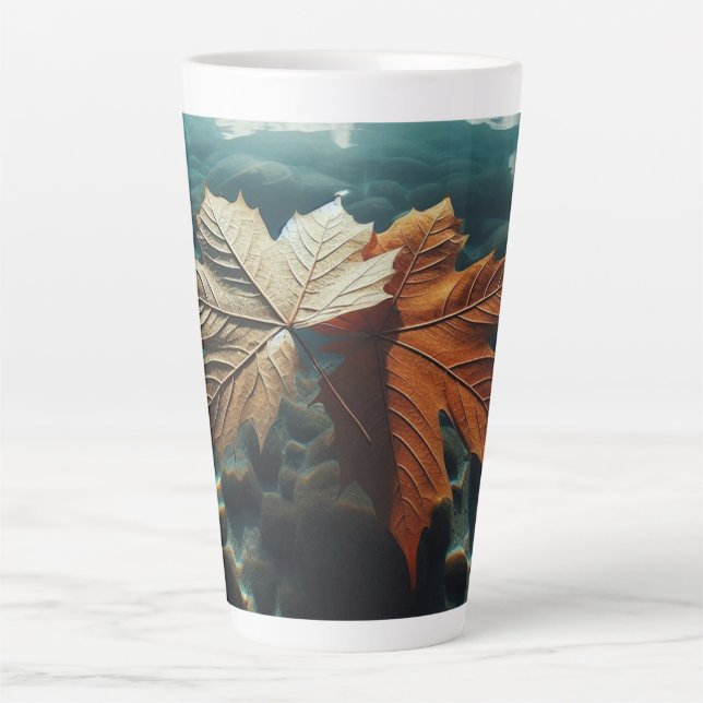 Taza De Café Latte Hojas otoñales (Anverso)