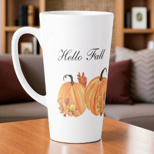 Taza De Café Latte Hojas otoñales de la calabaza de otoño