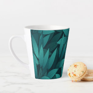 Taza De Café Latte Hojas tropicales degradadas