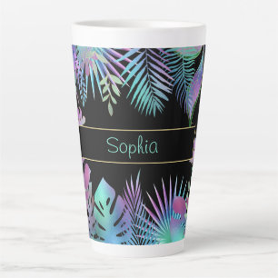 Taza De Café Latte Hojas tropicales irlandesas, nombre Verde azulado 