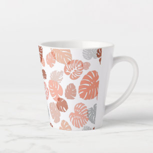 Taza De Café Latte Hojas tropicales multicolores 9