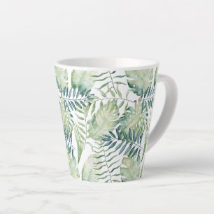 Taza De Café Latte Hojas verdes tropicales