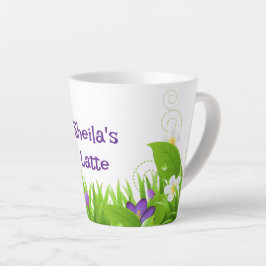 Taza De Café Latte Hojas y flores