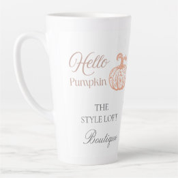 Taza De Café Latte Hola Calabaza Branding de Otoño para Tienda Boutiq