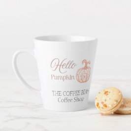 Taza De Café Latte Hola Calabaza Diseño de Marca para Café de Otoño