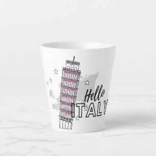 Taza De Café Latte Hola Italia