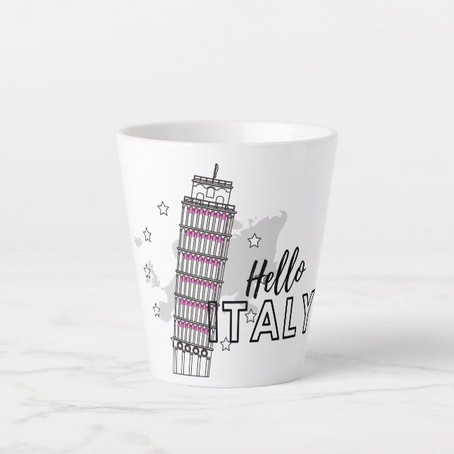 Taza De Café Latte Hola Italia (Anverso)
