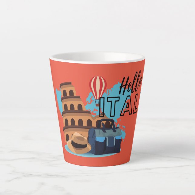 Taza De Café Latte Hola Italia (Anverso)
