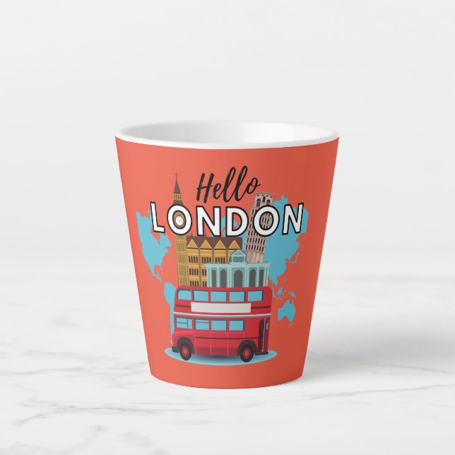 Taza De Café Latte Hola Londres (Anverso)