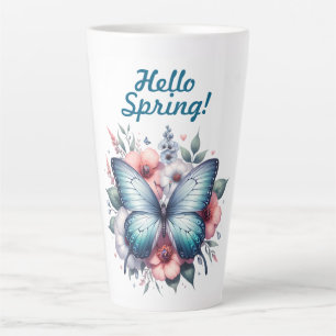 Taza De Café Latte Hola Mariposa de Primavera-96282