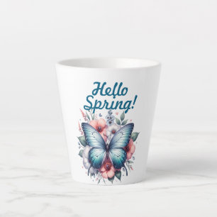 Taza De Café Latte Hola Mariposa de Primavera-96282