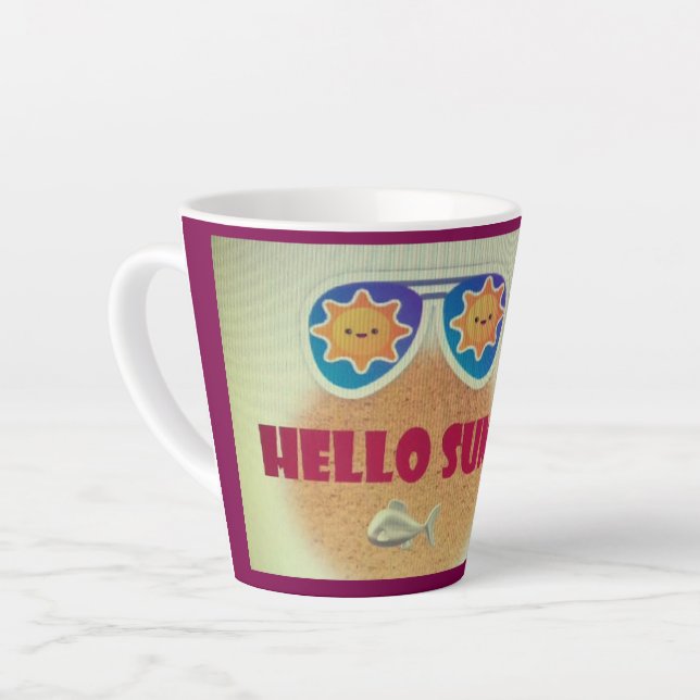Taza De Café Latte Hola Pegatina de veraneo de playa - Pescado dulce (Ángulo izquierdo)