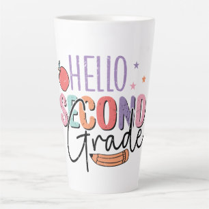 Taza De Café Latte Hola segundo grado de vuelta a la escuela