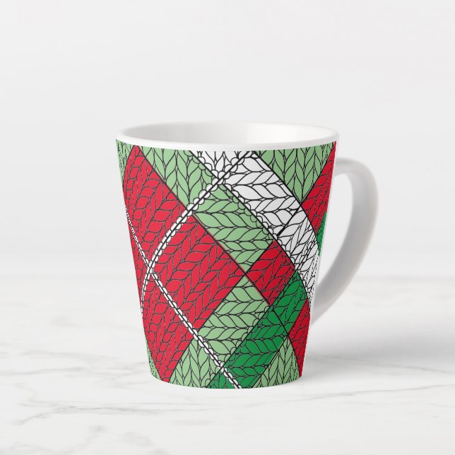 Taza De Café Latte HOLIDAY ARGYLE KNIT Latte Mug (Ángulo derecho)