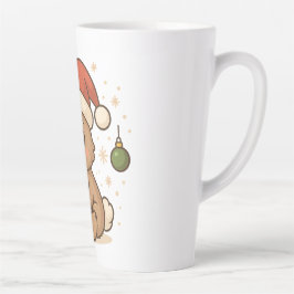 Taza De Café Latte Holiday Bunny in Santa Hat